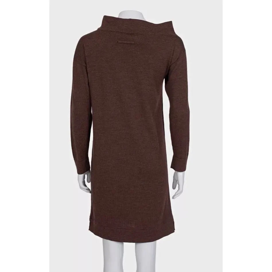 Jean Paul Gaultier Brown Wool Silk Dress - Size M Pre-owned Brown Wool Good - Inside View