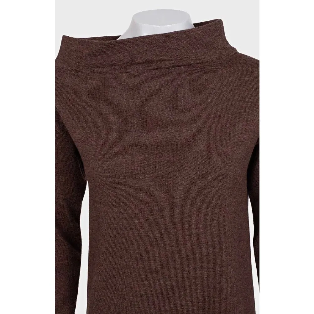 Jean Paul Gaultier Brown Wool Silk Dress - Size M Pre-owned Brown Wool Good - Model View