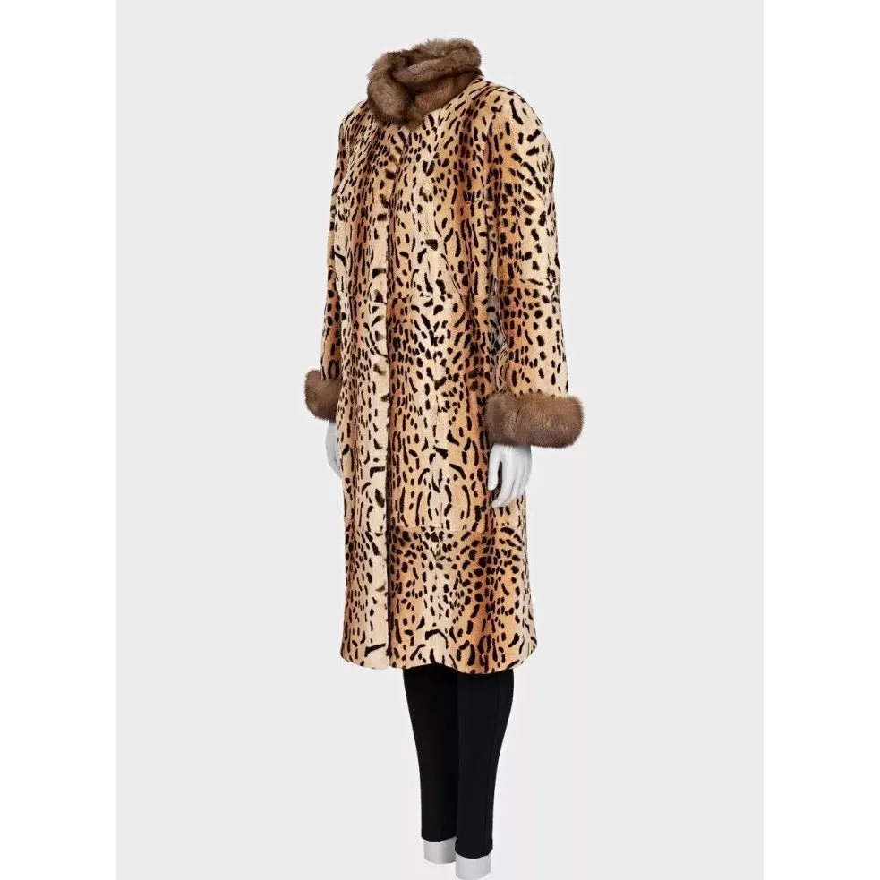 Unsigned Luxurious Braschi Brown  Coat - Animal Print XS Pre-owned Brown Good - Back View