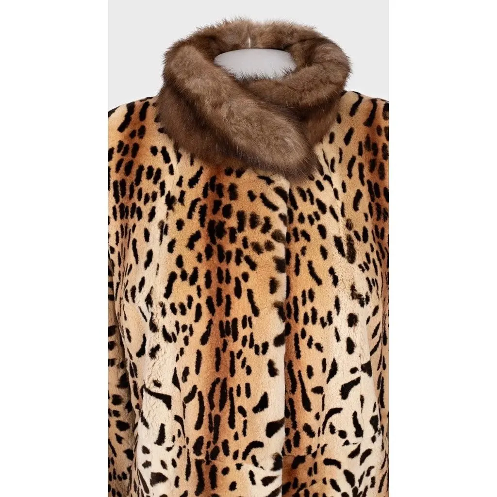 Unsigned Luxurious Braschi Brown  Coat - Animal Print XS Pre-owned Brown Good - Model View
