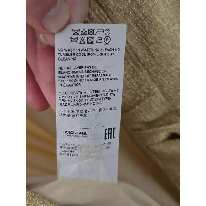 Dolce & Gabbana Gold Draped Fitted Dress - IT 46 / XL Pre-owned Gold Cotton Good - Back View
