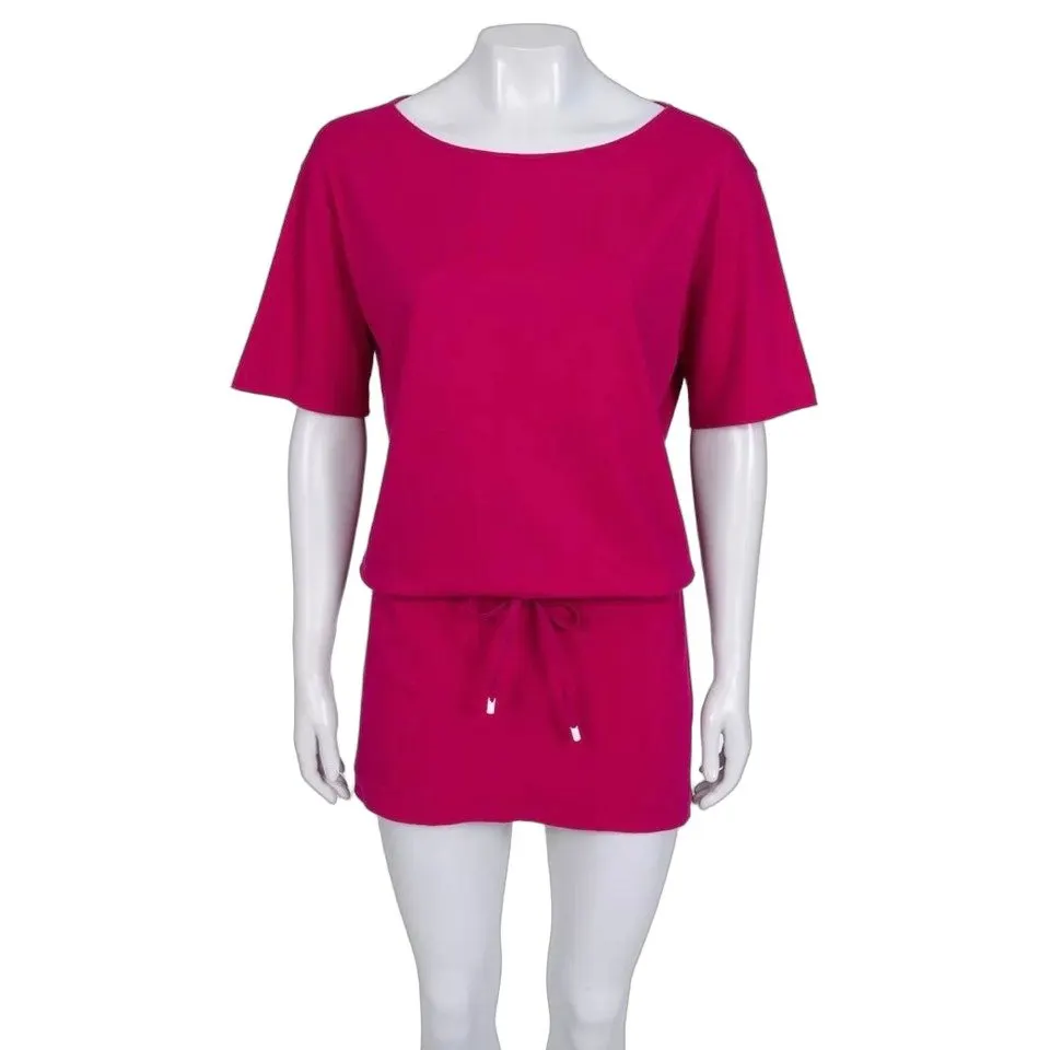 Hermès Pink Cotton Drawstring Dress Sz.40 Pre-owned