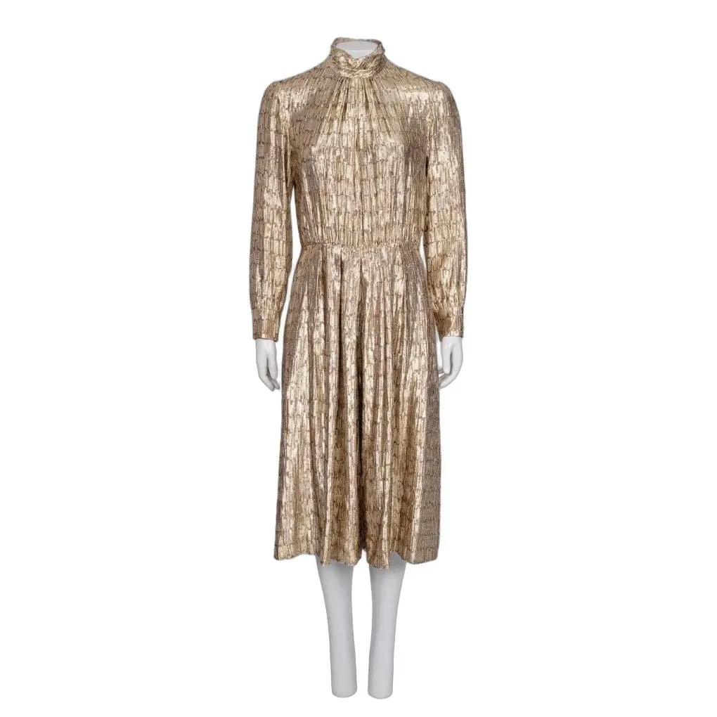 Celine NWOT Celine Gold Metallic Silk Fitted Jumpsuit EU 40/L Pre-owned