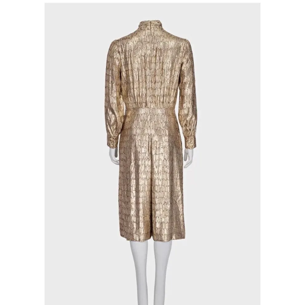 Celine NWOT Celine Gold Metallic Silk Fitted Jumpsuit EU 40/L Pre-owned Gold Silk Never worn - Inside View