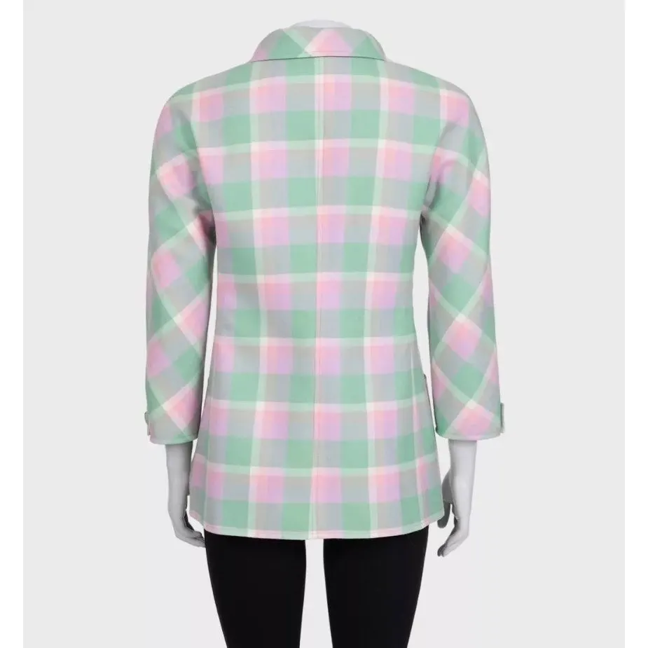 Valentino Boutique Green Plaid Cropped Coat US 6 / M Pre-owned Green Good - Inside View