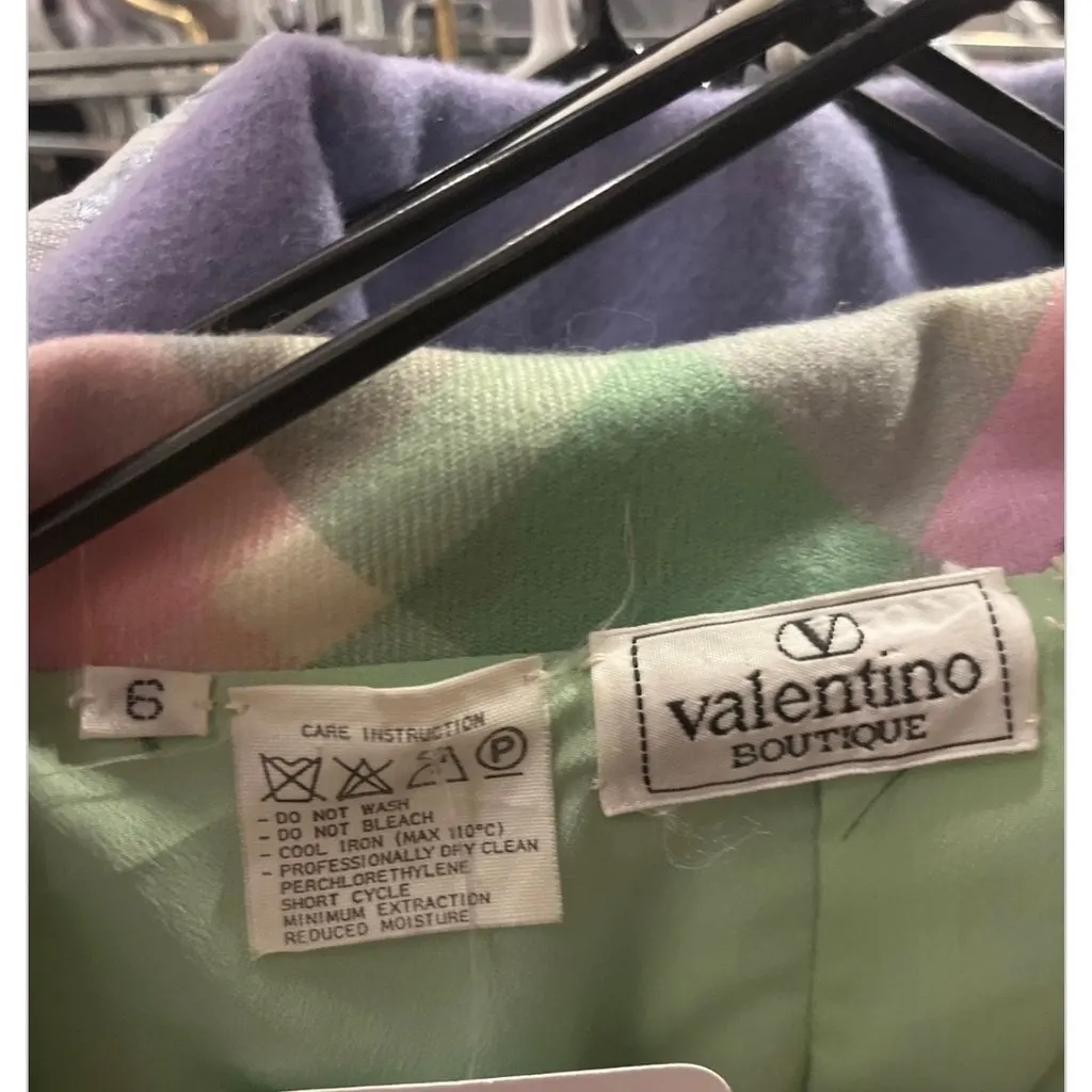 Valentino Boutique Green Plaid Cropped Coat US 6 / M Pre-owned Green Good - Box View