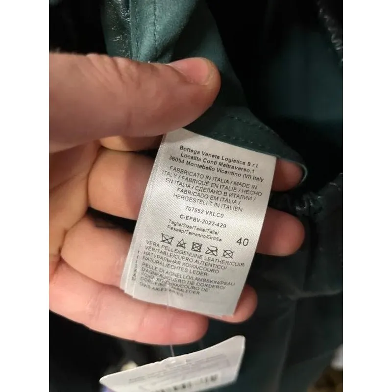Bottega Veneta Green Leather Fitted Dress Sz.40 Pre-owned Green Leather Good - Box View