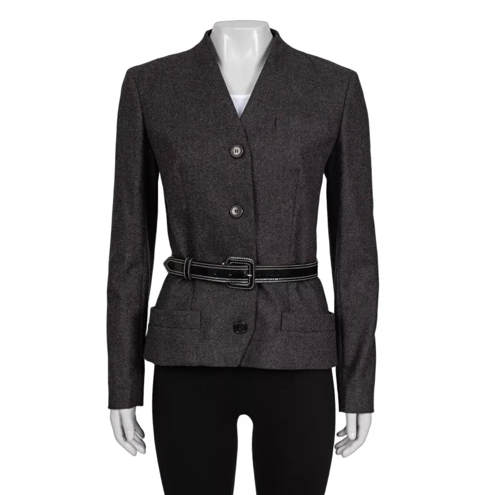 Christian Dior Gray Wool Angora Fitted Jacket Sz.38 Pre-owned
