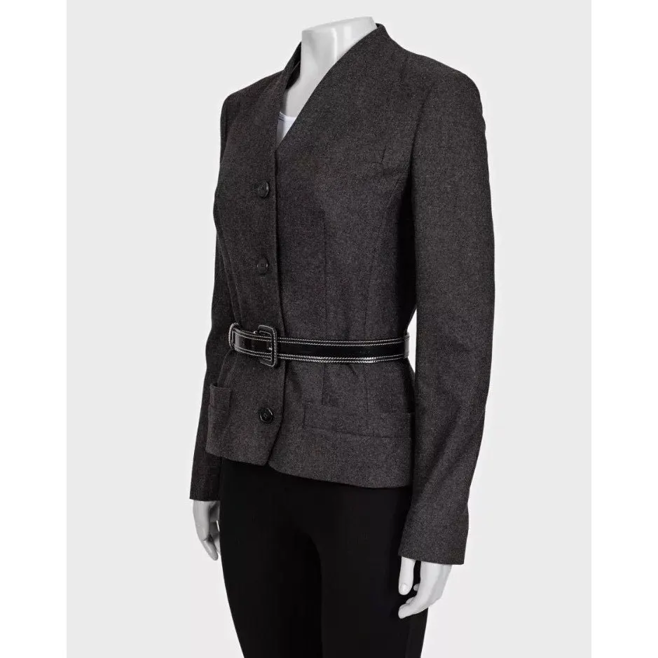 Christian Dior Gray Wool Angora Fitted Jacket Sz.38 Pre-owned Grey Wool Good - Back View
