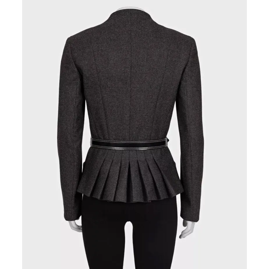 Christian Dior Gray Wool Angora Fitted Jacket Sz.38 Pre-owned Grey Wool Good - Inside View