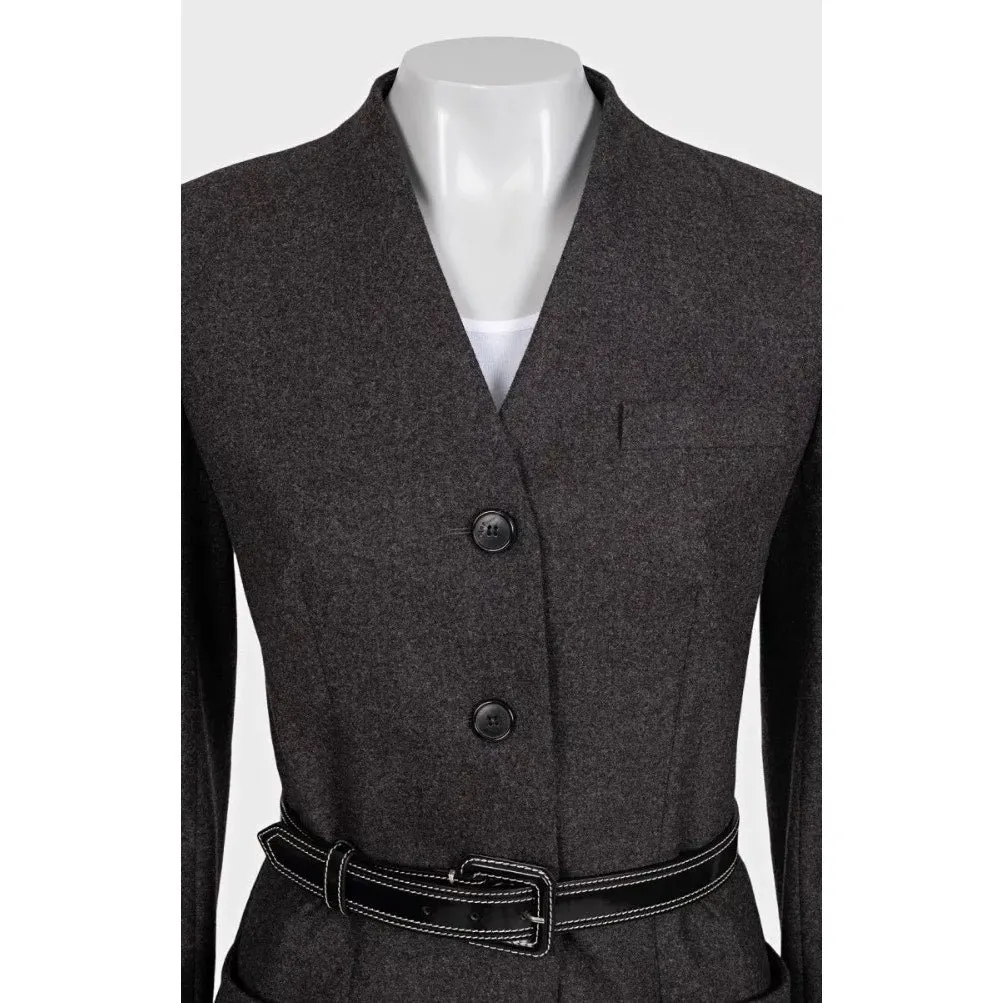 Christian Dior Gray Wool Angora Fitted Jacket Sz.38 Pre-owned Grey Wool Good - Model View
