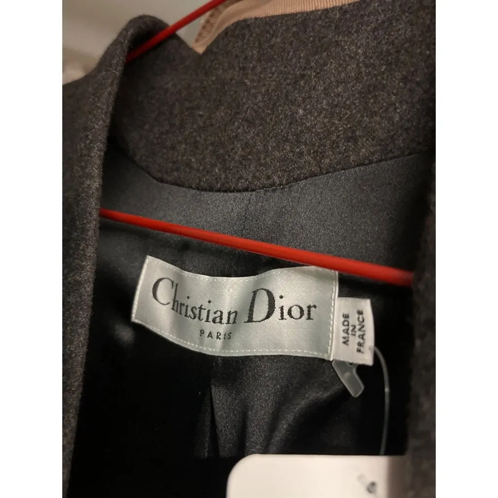 Christian Dior Gray Wool Angora Fitted Jacket Sz.38 Pre-owned Grey Wool Good - Box View