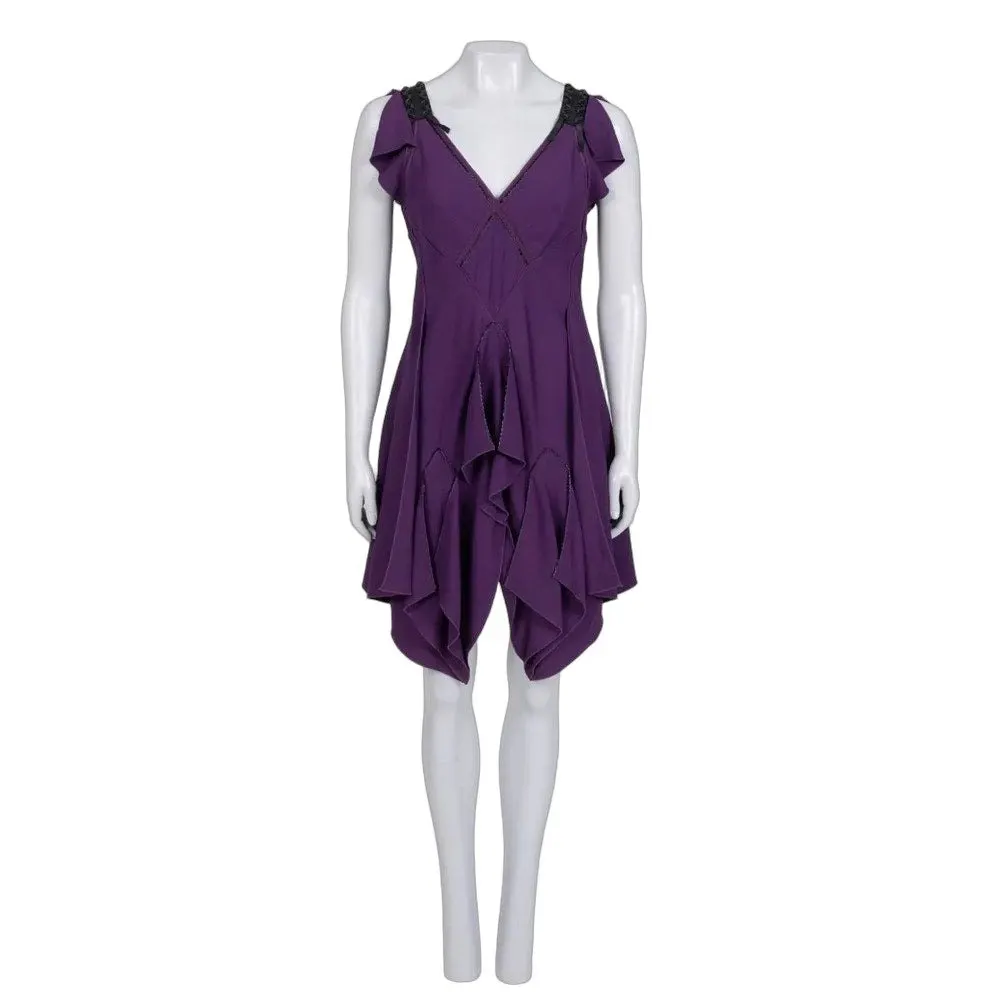 Louis Vuitton Purple Asymmetrical Draped Dress - Size M Pre-owned