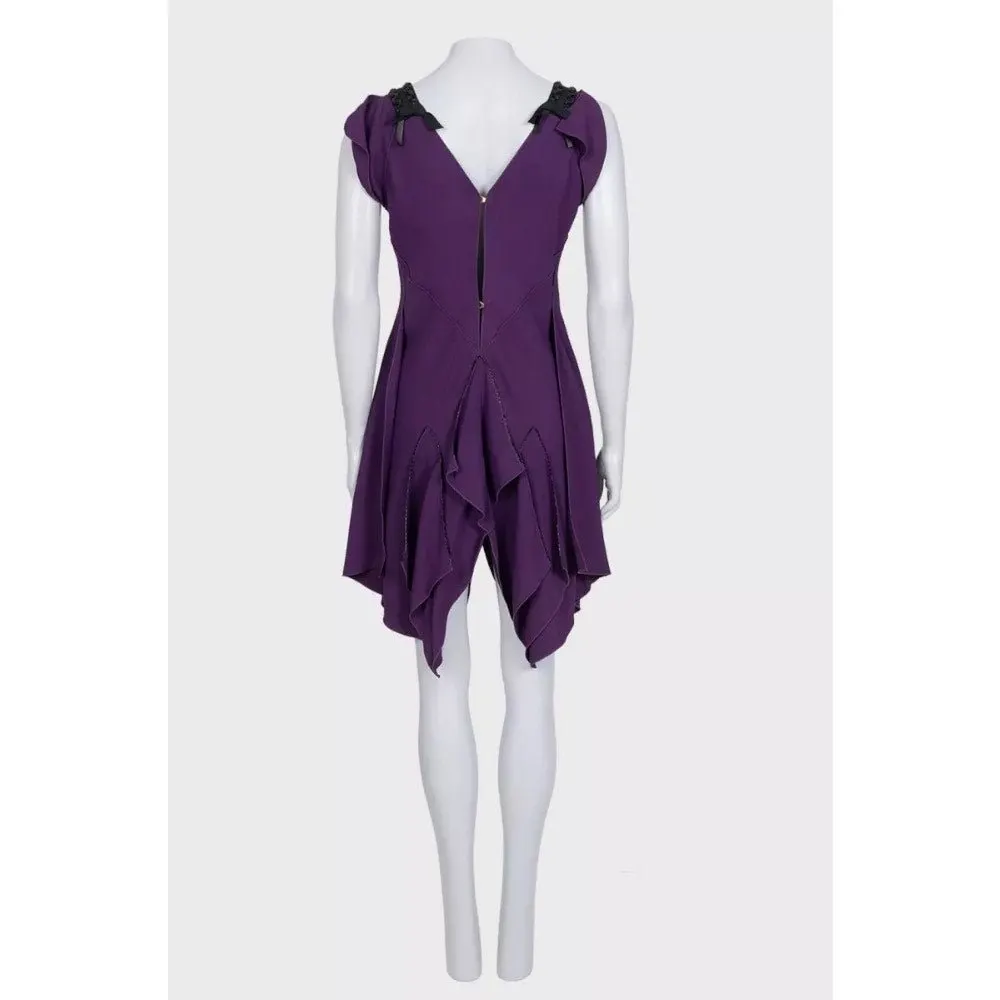 Louis Vuitton Purple Asymmetrical Draped Dress - Size M Pre-owned Purple Good - Inside View