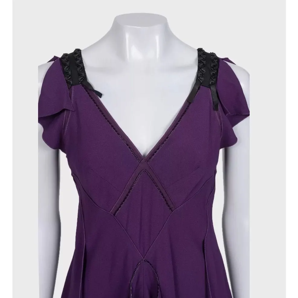 Louis Vuitton Purple Asymmetrical Draped Dress - Size M Pre-owned Purple Good - Model View