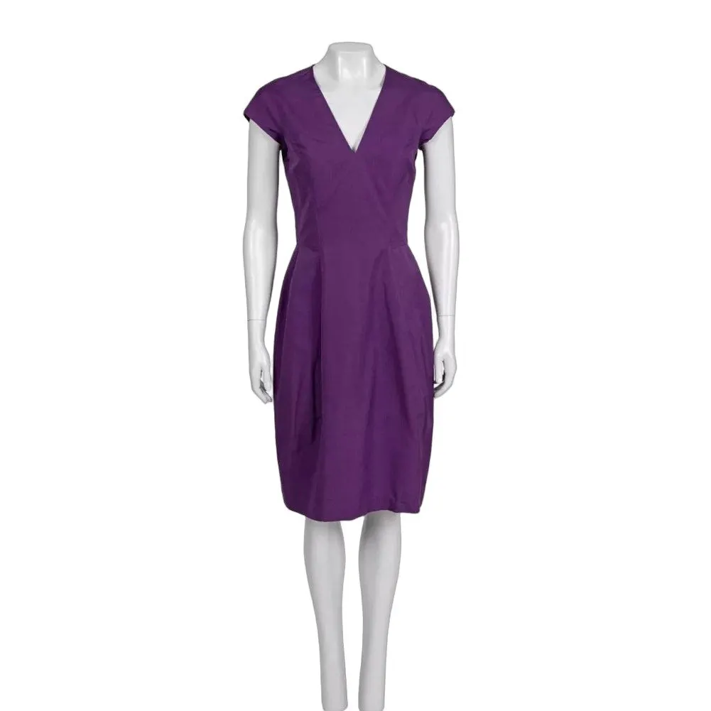Yves Saint Laurent NWT Vintage YSL Purple Cotton Silk Fitted Dress FR 38 M Pre-owned