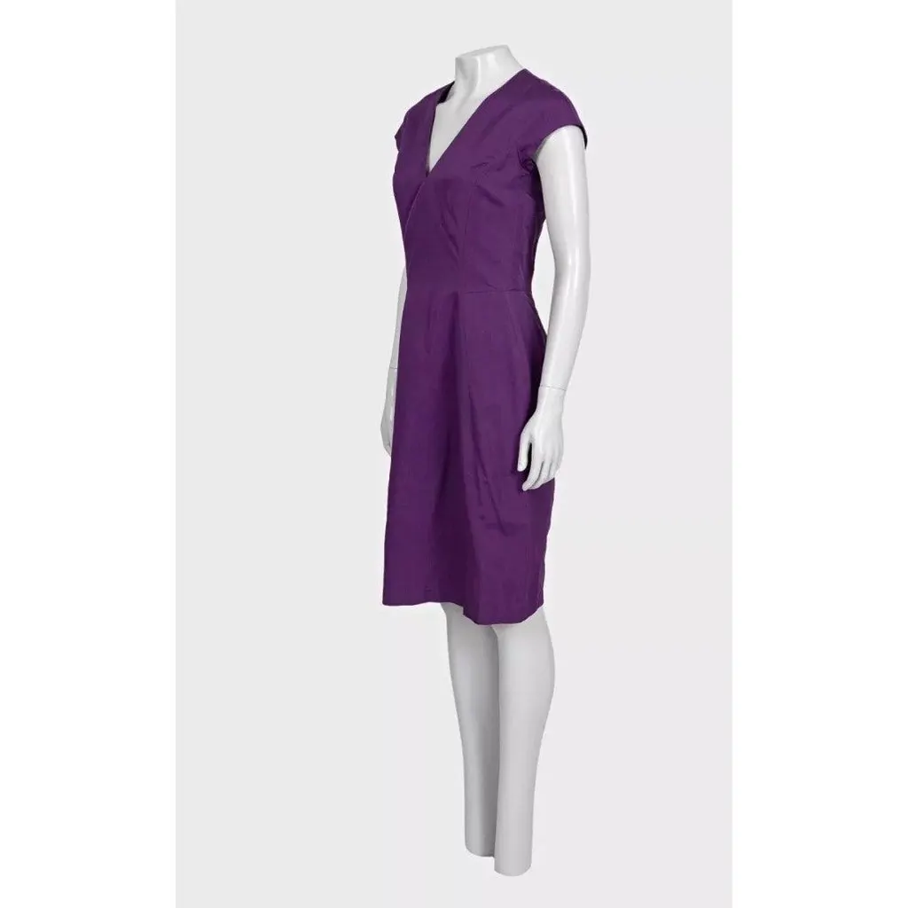Yves Saint Laurent NWT Vintage YSL Purple Cotton Silk Fitted Dress  FR 38 M Pre-owned Purple Cotton Never worn, with tag - Back View