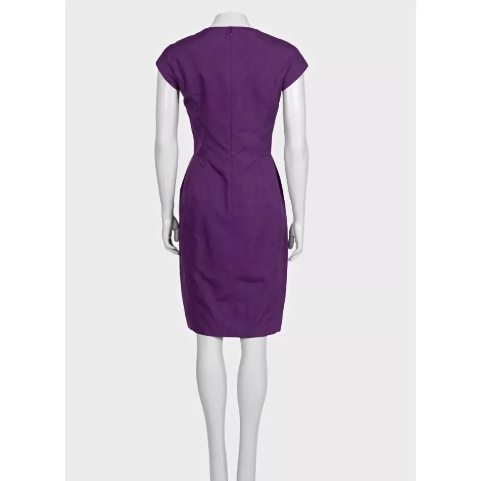 Yves Saint Laurent NWT Vintage YSL Purple Cotton Silk Fitted Dress  FR 38 M Pre-owned Purple Cotton Never worn, with tag - Inside View