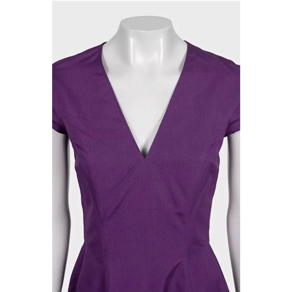 Yves Saint Laurent NWT Vintage YSL Purple Cotton Silk Fitted Dress  FR 38 M Pre-owned Purple Cotton Never worn, with tag - Model View