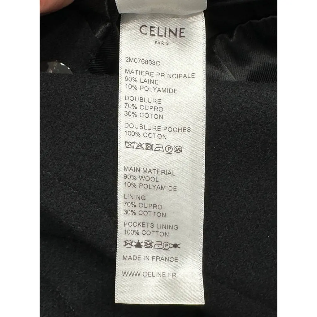 Celine Black Double-Breasted Wool Coat, Size 38 Pre-owned Black Wool Good - Box View