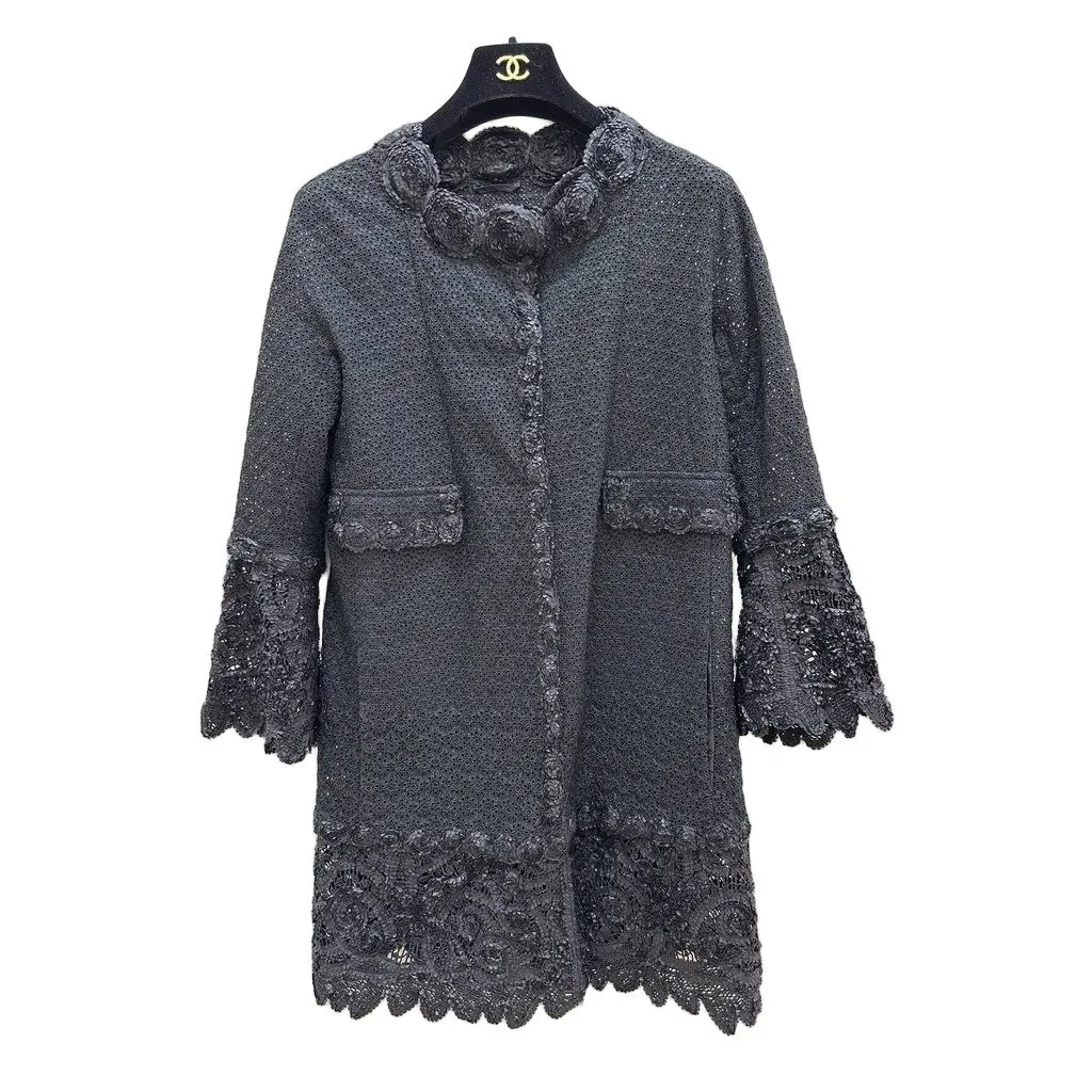 Ermanno Scervino Black Embellished Lace Floral Jacket Sz.38 Pre-owned