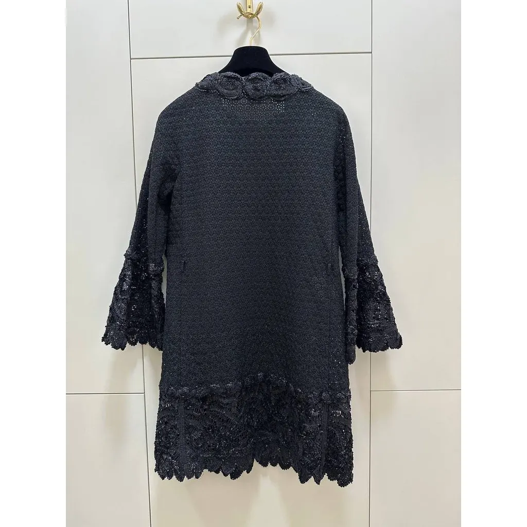 Ermanno Scervino Black Embellished Lace Floral Jacket Sz.38 Pre-owned Black Lace Good - Back View