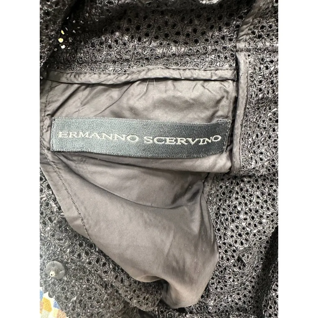 Ermanno Scervino Black Embellished Lace Floral Jacket Sz.38 Pre-owned Black Lace Good - Inside View