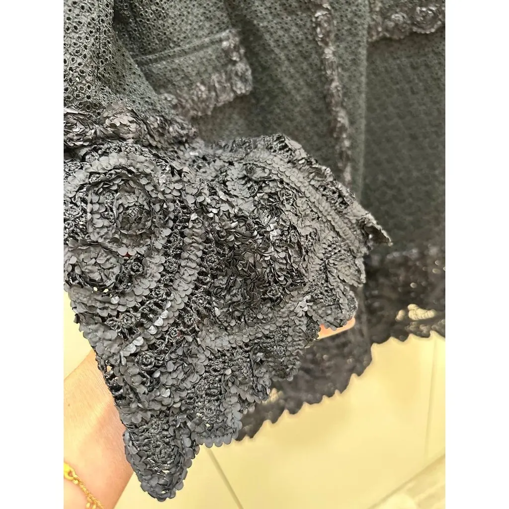 Ermanno Scervino Black Embellished Lace Floral Jacket Sz.38 Pre-owned Black Lace Good - Model View