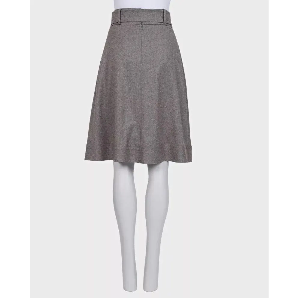 Oscar de la Renta Gray Wool A-Line Midi Skirt M Pre-owned Grey Wool Good - Inside View