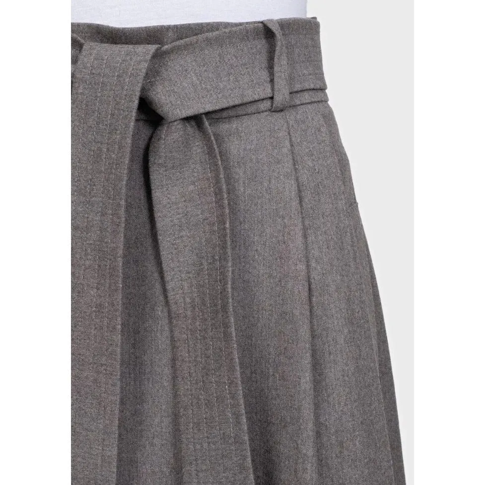 Oscar de la Renta Gray Wool A-Line Midi Skirt M Pre-owned Grey Wool Good - Model View