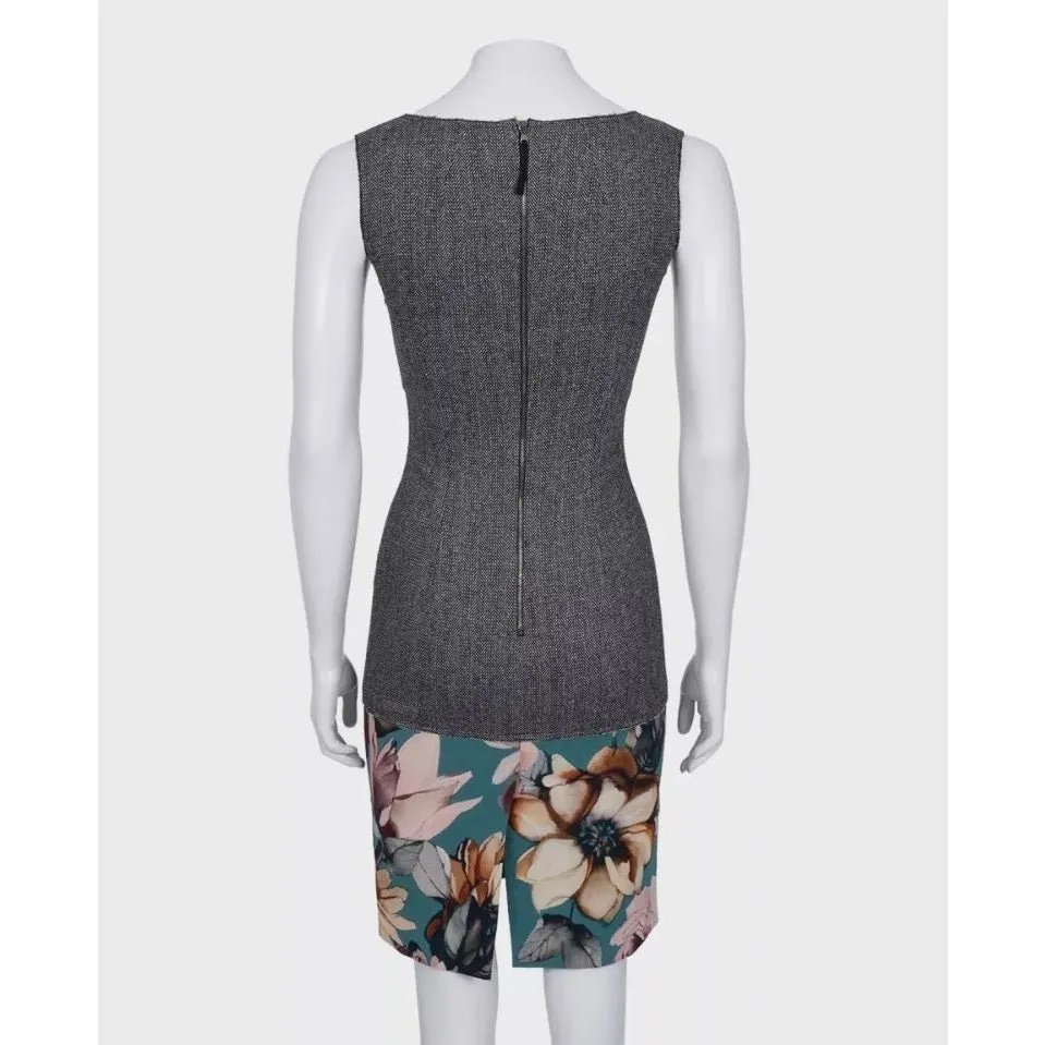 Dolce & Gabbana Gray Silk Wool Floral Hem Dress 36/XXS Pre-owned Grey Silk Good - Inside View