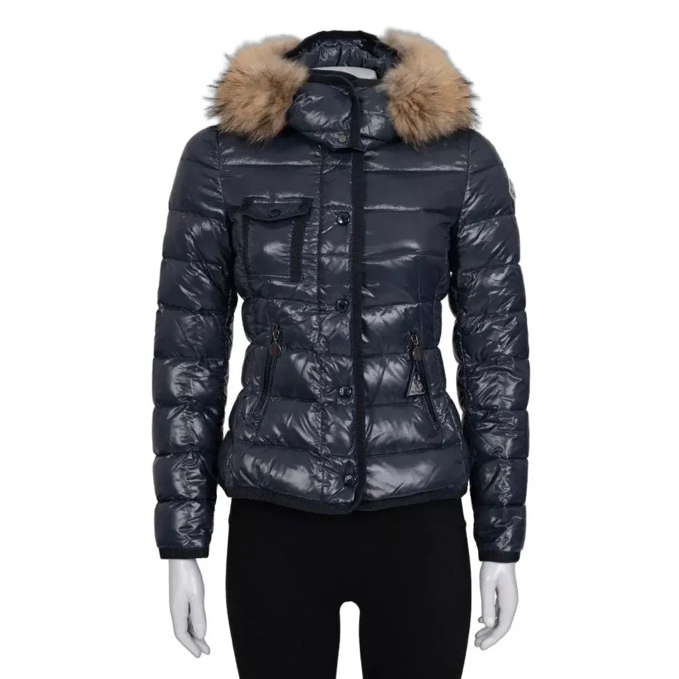 Moncler Blue Down Puffer Jacket Detachable Hood 90% Down S Pre-owned
