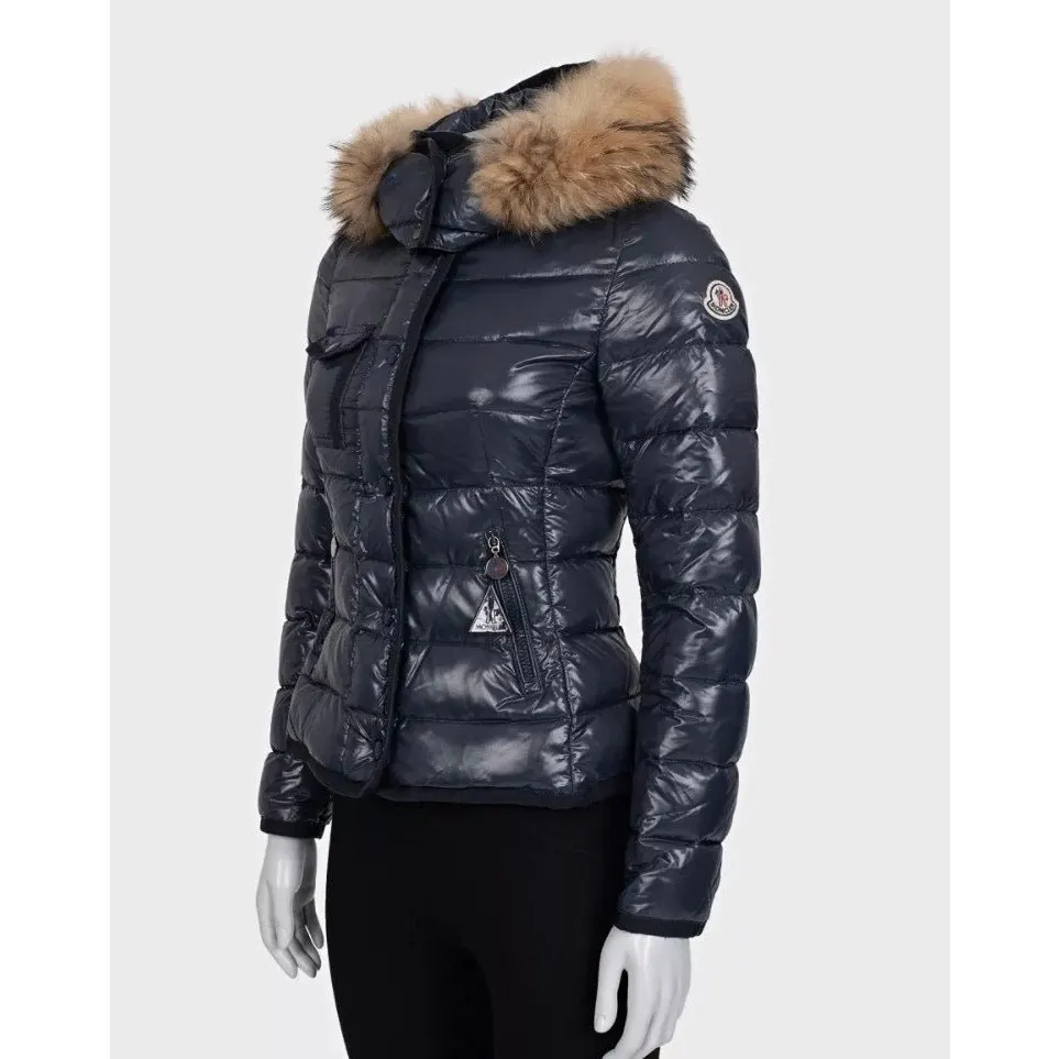 Moncler Blue Down Puffer Jacket Detachable Hood 90% Down S Pre-owned Blue Good - Back View