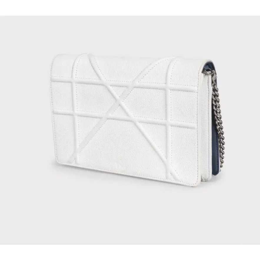 Christian Dior Diorama White Leather Chain Crossbody Wallet Pre-owned White Leather Good - Back View