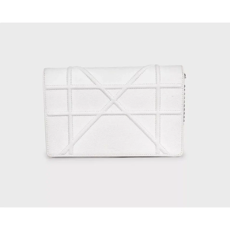 Christian Dior Diorama White Leather Chain Crossbody Wallet Pre-owned White Leather Good - Inside View
