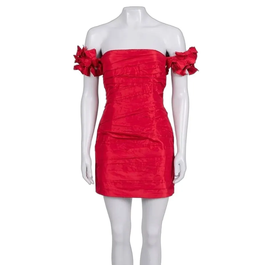 Valentino Red Silk Corset Bodycon Dress - Elegant US 6 S Pre-owned