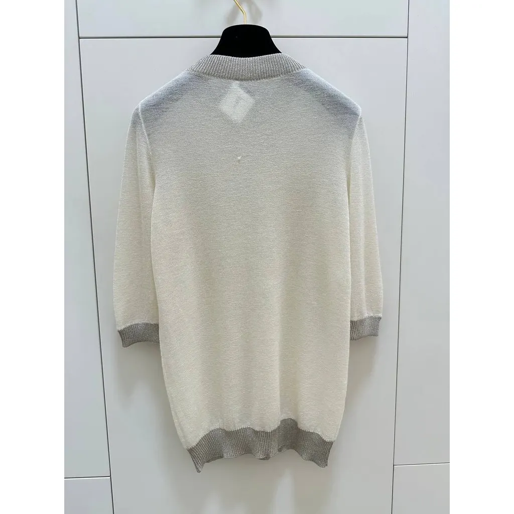 Chanel Cashmere Silk Lurex Knit Dress Tunic FR 36 Pre-owned White Wool Good - Back View