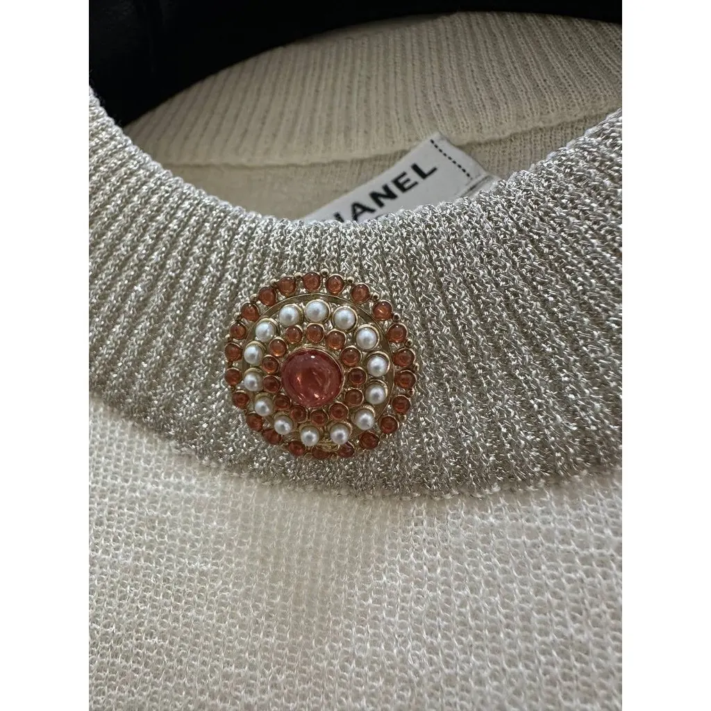 Chanel Cashmere Silk Lurex Knit Dress Tunic FR 36 Pre-owned White Wool Good - Box View