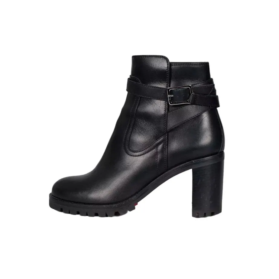 Christian Louboutin Black Leather Ankle Boots EU 36.5 Pre-owned Black Leather Good - Front View