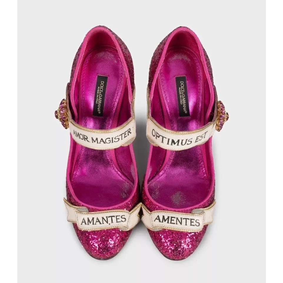 Dolce & Gabbana Pink Glitter Pumps - EU 36.5 Pre-owned Pink Leather Good - Back View