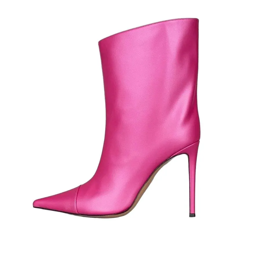 Alexandre Vauthier NWB Alexandre Vauthier Raquel 105 Pink Ankle Boots - EU 40 Pre-owned Pink Leather Good - Front View