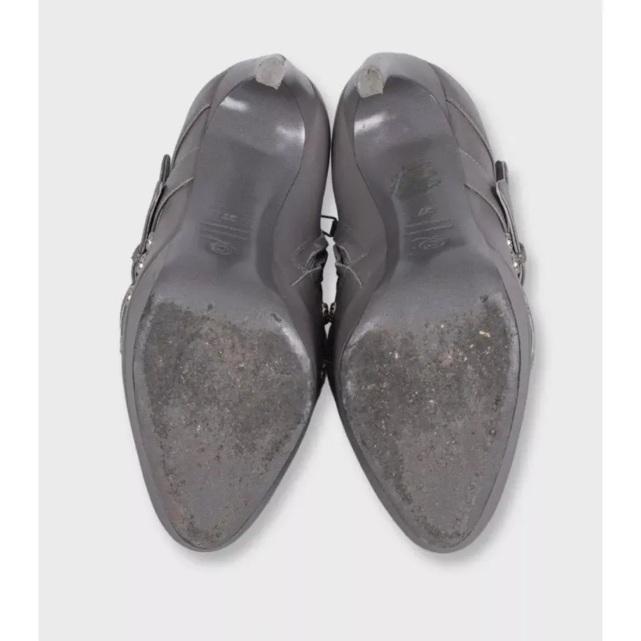 Alexander McQueen Gray Leather Suede Ankle Boots EU 37 Pre-owned Grey Leather Good - Box View