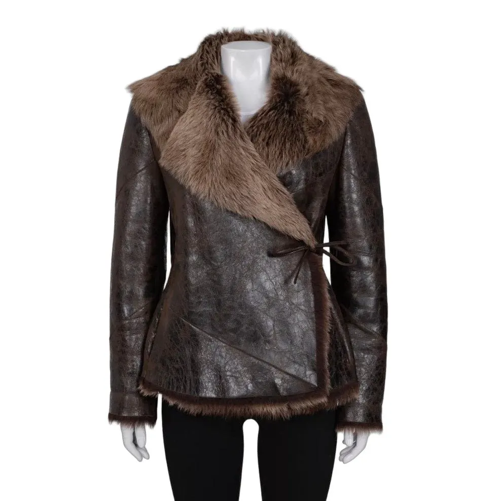 Max Mara Brown Shearling Sheepskin Coat - S Pre-owned