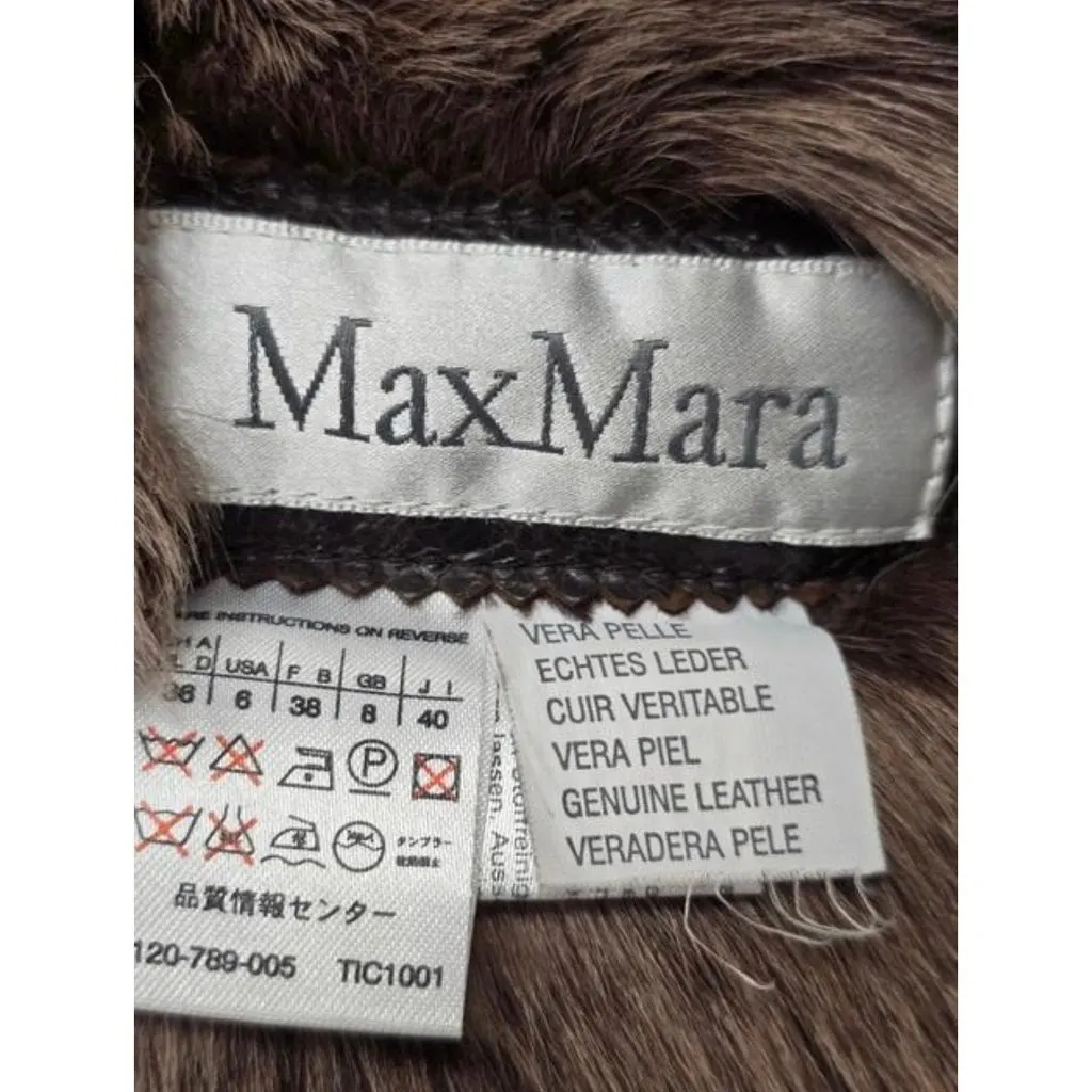 Max Mara Brown Shearling Sheepskin Coat - S Pre-owned Brown Shearling Good - Box View