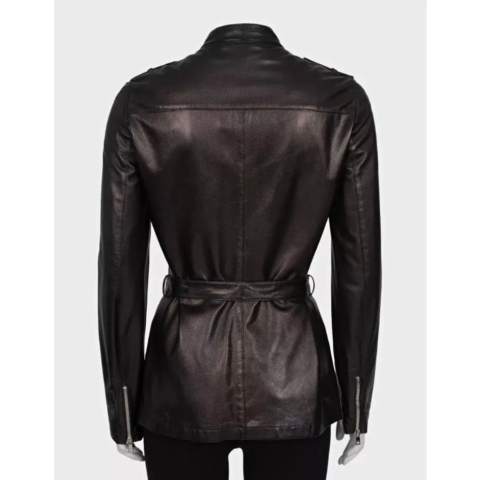 Gucci Black Leather Belted Jacket - IT 40 / S Pre-owned Black Leather Good - Inside View