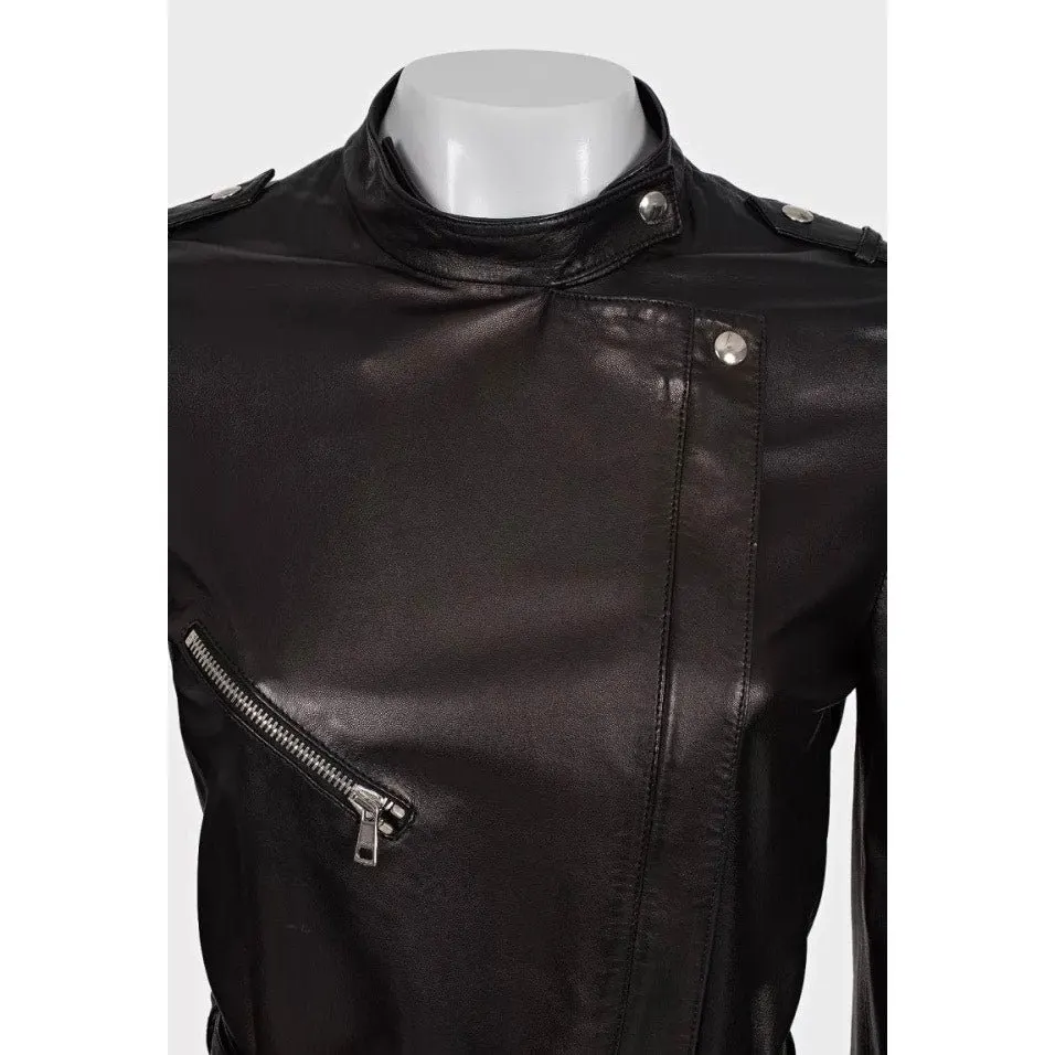 Gucci Black Leather Belted Jacket - IT 40 / S Pre-owned Black Leather Good - Model View