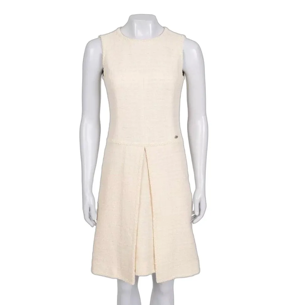 Chanel Beige Tweed Sleeveless Dress - FR 36 / S Pre-owned