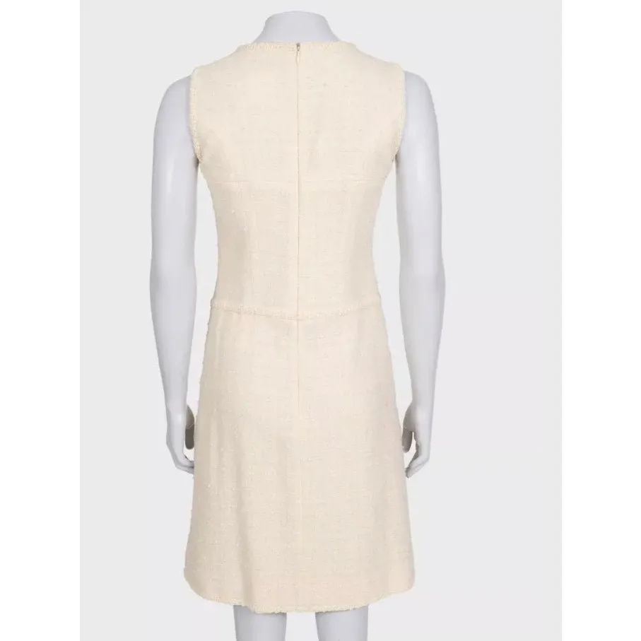 Chanel Beige Tweed Sleeveless Dress - FR 36 / S Pre-owned Beige Tweed Good - Inside View