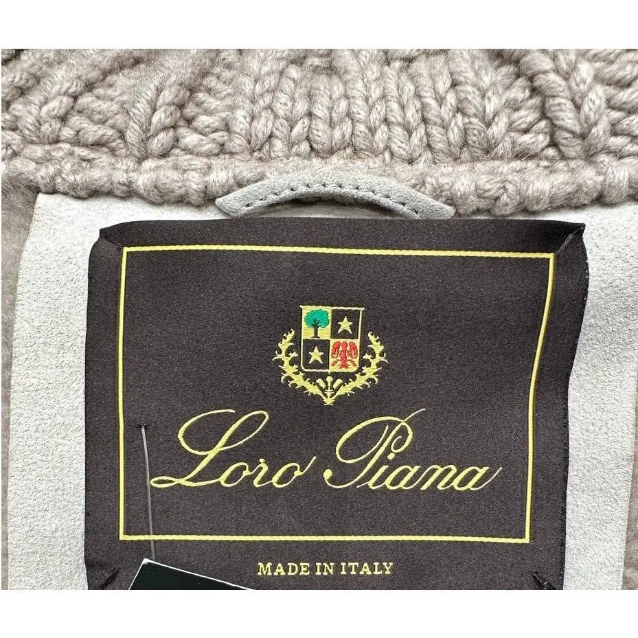 Loro Piana Shearling Cashmere Knit Hooded Jacket Cardigan- 38 Pre-owned Beige Shearling Good - Box View