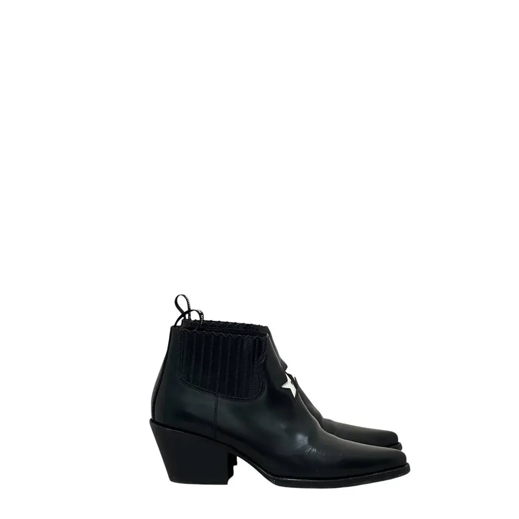 Dior J'Adior L.A. Star Leather Ankle Boots Sz.37.5 Pre-owned Black Leather Good - Back View